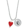 thumbnail image 1 of Delight Jewelry Silvertone Card Suit - Red Heart Silvertone Script Initial Disc - O - Charm Necklace, 20"+3", 1 of 4