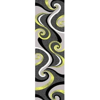 PREMIUM 3D Hand Carved Modern 2x7 2x8 Runner Rug Contemporary 327 Grey Gray Yellow
