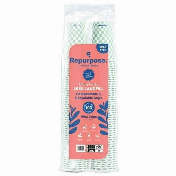 Repurpose Hot & Cold Paper Cups, 16 Ounce (100 Count)