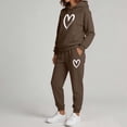 thumbnail image 6 of Sweatsuits for Women Long Sleeve Hoodie Jogger Pants Heart Print Fall Winter Daily Cute Sports Matching Clothing Coffee S, 6 of 6