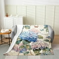 thumbnail image 2 of Blue Pink Hydrangea Blanket Woman,Flying Butterfly Throw Blanket Throw 50x60 Inch,Vintage Floral Plants Fleece Blanket,Spring Garden Theme Flannel Blanket Warm, 2 of 4