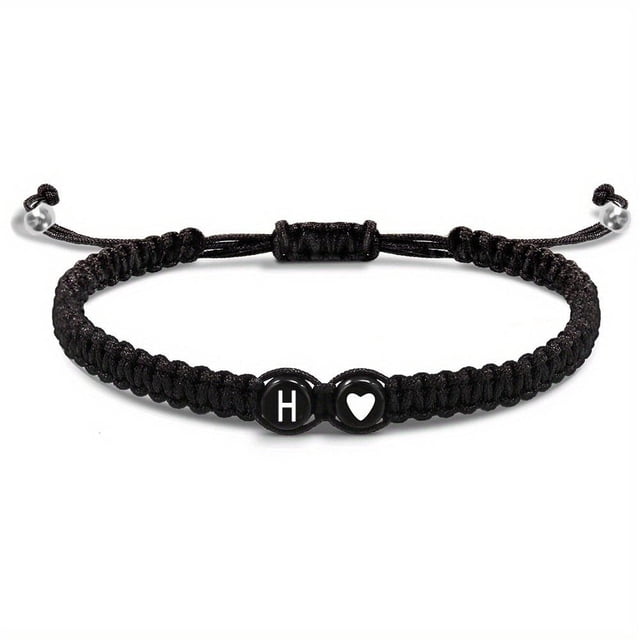 Heart Initial Bracelets 26 Letters Initial Bracelet A-Z Braided Bracel