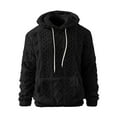 thumbnail image 5 of Mens Fuzzy Sherpa Hoodie Sweatshirts Long Sleeve Jacquard Fleece Hooded Pullover Fall Winter Warm Outwear with Pocket, 5 of 6