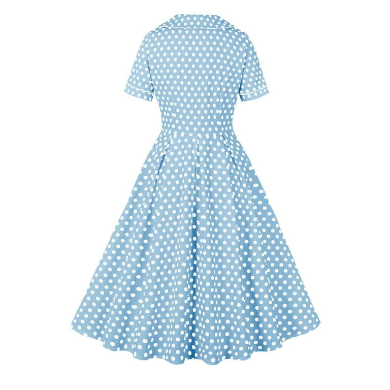 Kaemgyyd Women 1950s Dress Vintage Short Sleeve Collar a Line Dress Ruffles Button Cocktail Party Evening Gown - Walmart.com Kaemgyyd Women 1950s Dress Vintage Short Sleeve Collar a Line Dress Ruffles Button Cocktail Party Evening Gown - Walmart.com
