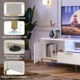 thumbnail image 2 of Bestier 55" LED TV Stand for TVs up to 60" Modern High Gloss Entertainment Center with Drawers Cabinets Fluted TV Console, White Marble & Gold, 2 of 8