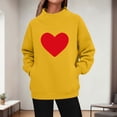 thumbnail image 2 of Ynynloco Women's Valentine's Day Sweatshirt Heart Print Turtleneck Long Sleeve Pullover Tops with Pocket Fall Winter Warm Sweatshirts, 2 of 5