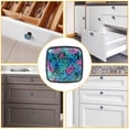 thumbnail image 6 of 4 Pcs Cabinet Handle Drawer Pulls Tropical Plant Blue Rosy Knobs with Screws Square Furniture Office Cabinet Knob Decoration, 6 of 7