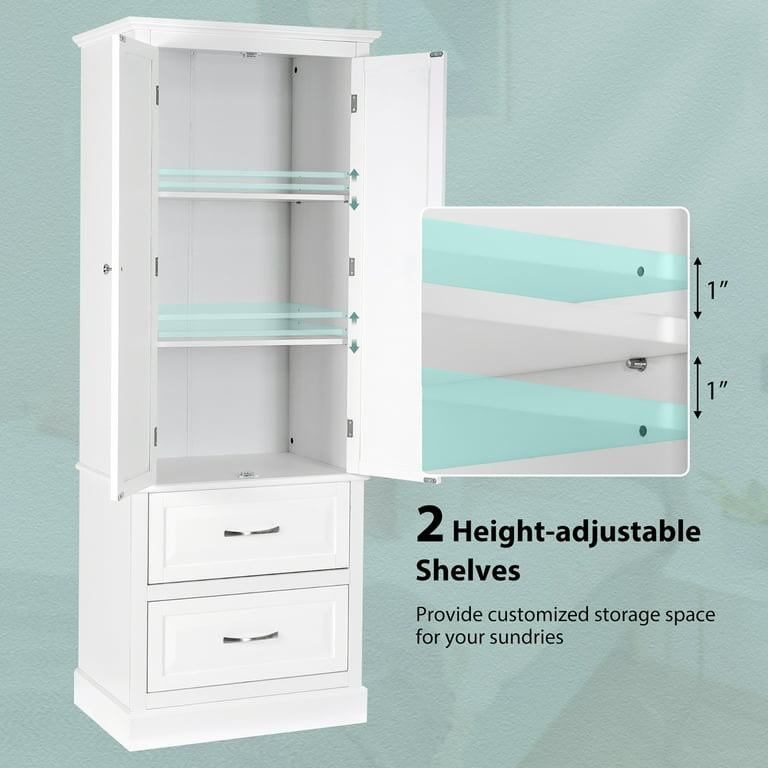 Costway Freestanding Tall Storage Cabinet Utility 2-Door Cabinet