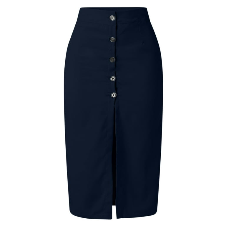 Aayomet Skirts For Women Women s Elastic Waist Stretch Bodycon Midi Pencil Skirt Navy XL