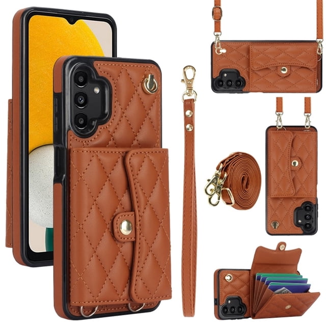 Samsung Galaxy A13 RFID Para Que Bloquea la Funda Protectora para Billetera Funda con Tapa Magnética Bolsillo con Múltiples Ranuras para Tarjetas con Correa para el