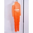 thumbnail image 5 of TiaoBug Kids Girls Latin Dance Outfit 2 Piece Cold Shoulder Long Sleeve Tassels Crop Top with Fringe Pants Set Fluorescent Orange 12, 5 of 7