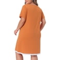 thumbnail image 4 of DARING DIVA Women's Plus Size Soft Short Sleeve Lace Trim Nightgown 2X Orange, 4 of 6