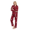 thumbnail image 2 of VICMETAL Women's Pajama Sets 100% Cotton Flannel Ladies PJs Button Front Top Drawstring Bottoms F Red Plaid L, 2 of 6