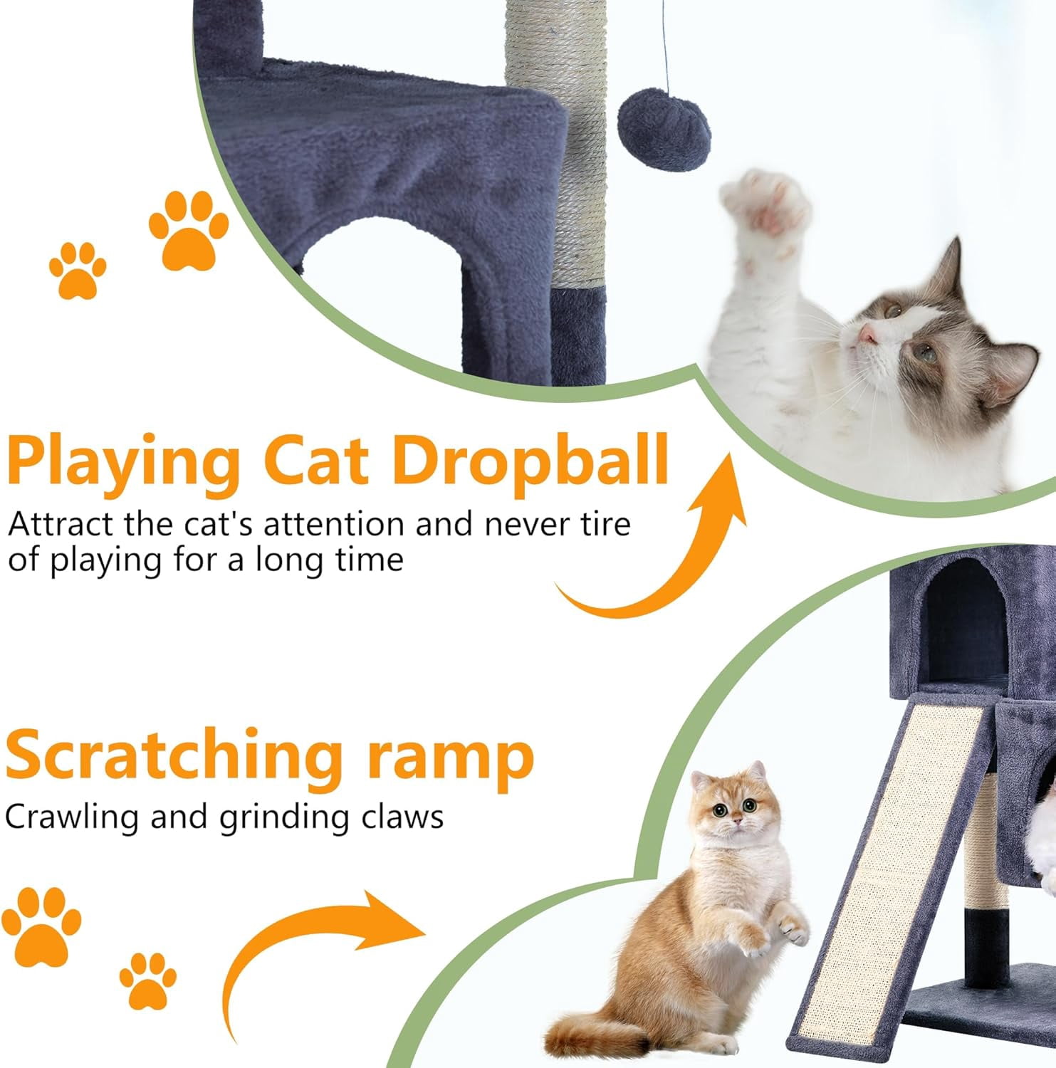 FDW Cat Tree for Indoor Cats 36" Cat Tower Multi-Level Indoor Cat Play Condo House with Scratching Posts, Spacious Perch,Dark Grey