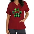 thumbnail image 5 of lcziwo Womens 2025 Happy St. Patrick's Day Scrub Tops Short Sleeve Shamrock Graphic Tees Nurse Uniform T Shirt with Pocket Red XL Back to College Sale, 5 of 7