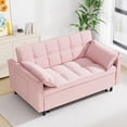 thumbnail image 6 of Bellemave Sleeper Sofa Bed 3-in-1 Convertible Couch with Pullout Bed, Futon 2-Seater Loveseat with Toss Pillows and Storage Pockets, 3 Level Adjustable Backrest Sofa for Living Room （Pink ）, 6 of 8