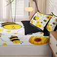 thumbnail image 5 of Erosebridal Cute Bee Zipper Full Size Comforter Sets with Fitted Sheet and 2 Pillowcases,Kawaii Daisy Floral Zipper Bedding Set,White Silver,Black Reversible,4pcs, 5 of 8