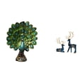 thumbnail image 1 of Elegante colección de esculturas de animales con estatuas de pavo real y reno para dormitorio, oficina, sala de estar, estantería o decoración del, 1 of 8