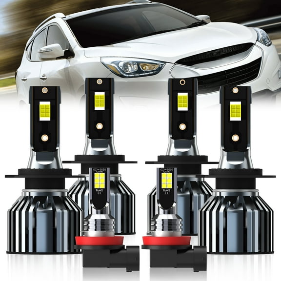 LZYMAXDM For Hyundai Tucson 2016-2018 LED Headlight H7 H7 High/Low Bulbs H11 Fog light Bulbs Combo Kit 6pcs,Easy Plug-N-Play Installation,6000K Pure White,IP68 Waterproof,Replacement
