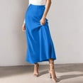 thumbnail image 4 of ZANZEA Women Elastic Waist Satin Silky Office Work Midi Overskirts Party Club Skirts, 4 of 6