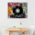 thumbnail image 2 of Nawypu Music Wall Art Retro Hip Hop Wall Decor Graffiti Wall Decor Record Player Painting Print on Canvas Colorful Picture Print on Canvas for Bedroom Living Room Easy to Hang, 2 of 4