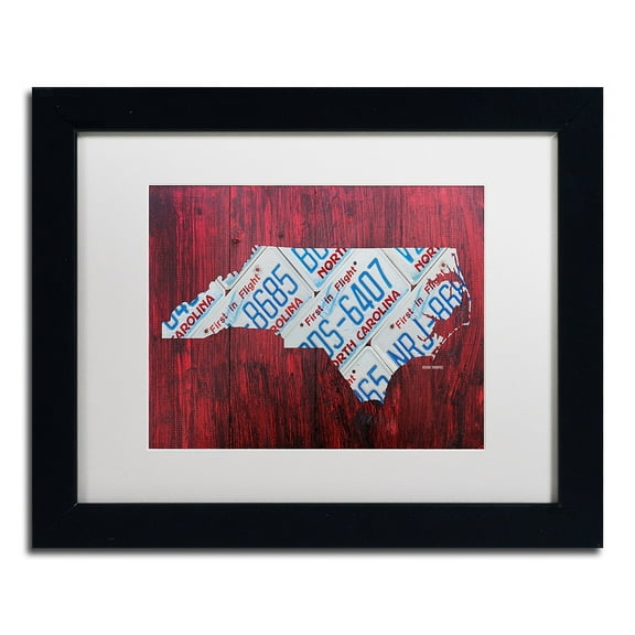 Trademark Fine Art 'North Carolina License Plate Map' Canvas Art by Design Turnpike, White Matte, Black Frame