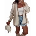 thumbnail image 2 of Women'S Oversized Cardigan Sweaters Fall Long Lantern Sleeve Knit Open Front Apricot Color XL, 2 of 6