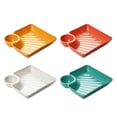 thumbnail image 1 of OULII 4 Pcs Plat à Salade Assiette à Trempette PP Vert pour Ménages Simple et Moderne, 1 of 8