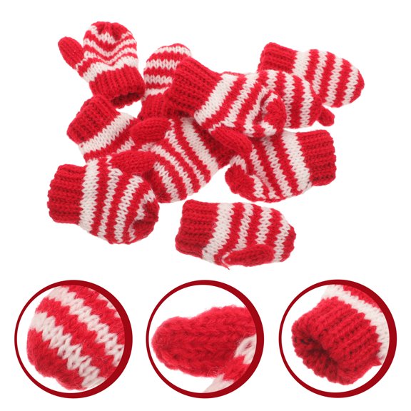 MIPCASE 10pcs Hand Knitted Ornaments Woolen Yarn Multi Colored Small Decorative Mittens for Home Decoration