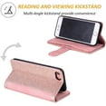 thumbnail image 4 of Wallet Case for iPhone 6 Plus iPhone 6S Plus, Retro Matte 9 Card Holder Slots Zipper Pocket Case PU Leather Magnetic Closure Kickstand with Wrist Strap Shockproof Folio Flip Case - Rose Gold, 4 of 14