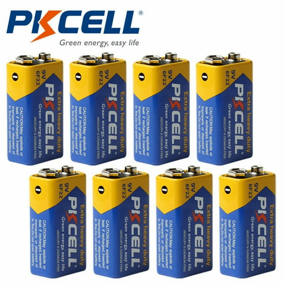 PKCELL 9V Battery Carbon Zinc for Smoke Detectors 6F22 Battery 10-Year Shelf Life Ultra Long-Lasting(8 Counts)