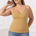 thumbnail image 2 of MOJOGO Summer Casual Cami Top for Women Rib Knit Square Neck Undershirts Stretchy Cross Back Sleeveless Tank Tops Plus Size Tops Brown 2XL, 2 of 6