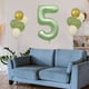 thumbnail image 3 of Juego de globos del primer cumpleaños - 0-9 números de papel de aluminio y 10 globos verdes con cinta para decoraciones de fiesta, 3 of 6