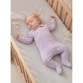 thumbnail image 4 of BemeyourBBs Newborn Baby Girl Boy Spring Fall Winter Clothes Outfit Footed Romper 0 3 6 Months Casual Long Sleeve Lapel Collar Stripes Print Zip Up Footie Jumpsuit One Piece Outfits, 4 of 9