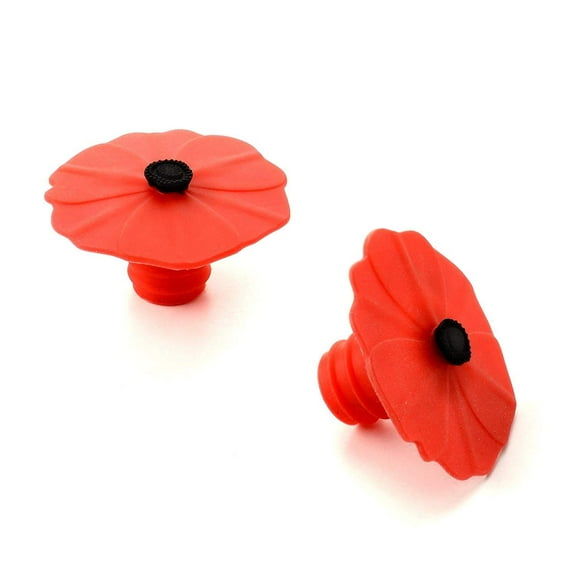 Silicone Poppy Bottle Stopper Set of 2