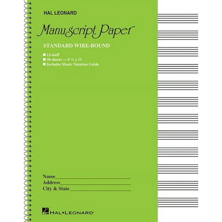 Standard Wirebound Manuscript Paper (Green Cover)