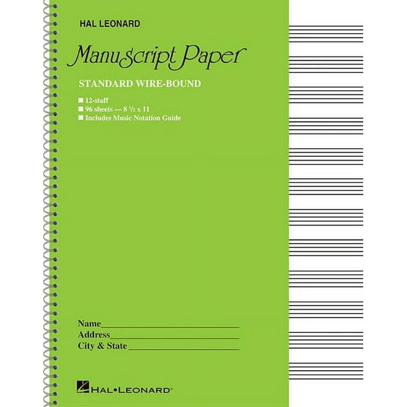 Standard Wirebound Manuscript Paper (Green Cover)