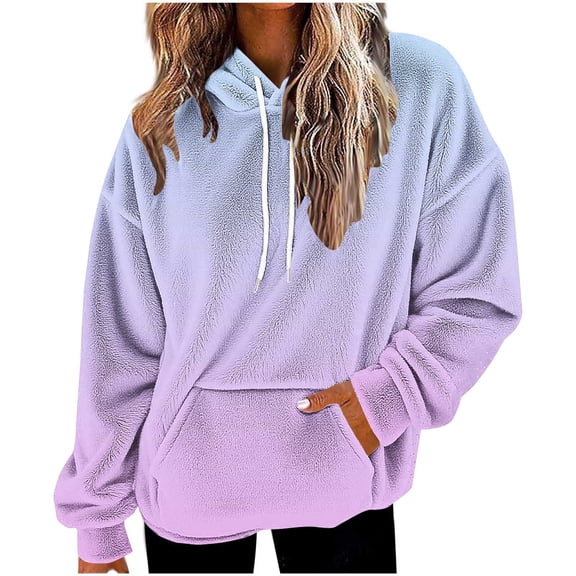 Sexlip Loose Casual Long Sleeve Hoodie Soft Comfortable Pullover with Pocket Stylish Round Neck Perfect for Everyday Wear and Outdoor Activities Purple XL
