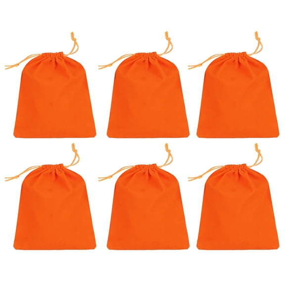 Uxcell 6 Pcs Velvet Drawstring Bags, 10 x 8 Inch Large Velvet Cloth Jewelry Gift Pouches with Drawstring, Favor Candy Bag Dust Bag for Wedding Birthday Party Christmas, Orange