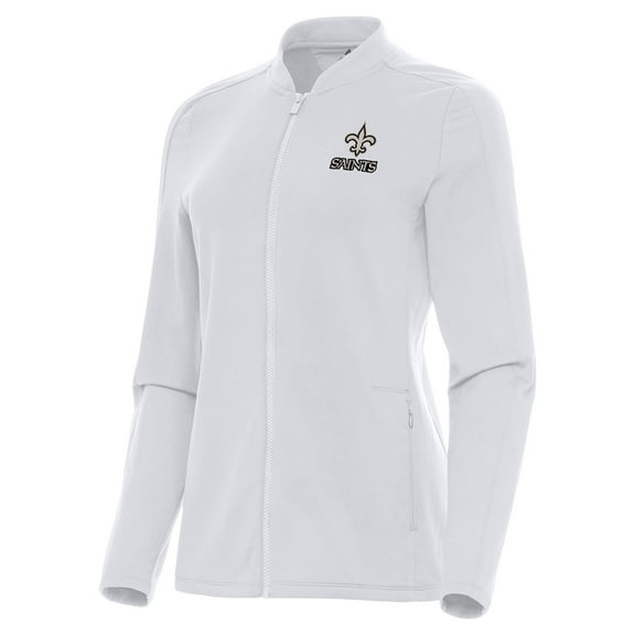 Women's Antigua  White New Orleans Saints Continual Full-Zip Jacket