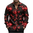 thumbnail image 2 of BVOFAR Valentines Day Shirts for Men Funny Romantic Love Print Blouses Button Down Long Sleeve Shirt, 2 of 5