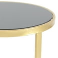 thumbnail image 5 of DecMode 14" x 17" Gold Metal Round Nesting Accent Table with Black Glass Top, 3-Pieces, 5 of 15