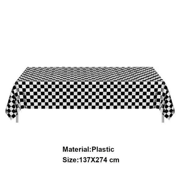 Mantel de carreras blanco y negro, banderas a cuadros, cubierta de mesa de coche de carreras, platos, tazas, suministros de decoración para fiesta de cumpleaños