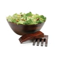 thumbnail image 2 of Lipper International Cherry Finished Wavy Rim Bowl with Salad Hands, 3 Piece Set, 2 of 5