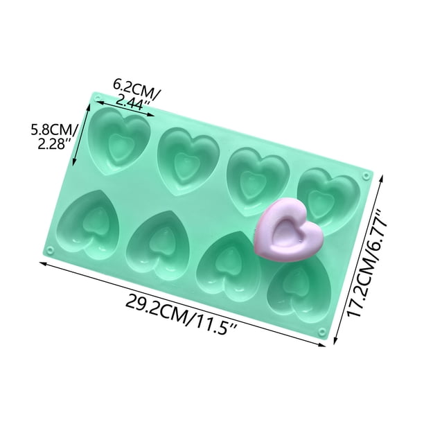 Pisexur Batería de cocina Moldes de silicona hechos a mano con forma de corazón de 8 cavidades para chocolate y cubitos de hielo de San Valentín, ideales para crear d para la cocina del hogar