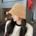 thumbnail image 3 of SikaFu Grass Woven Fisherman Hat For Women With Summer Sun Shading And Small Basin Hat, Korean Version Of Pastoral Style Lace Hollowed Out Versatile Bucket Hat, 3 of 8