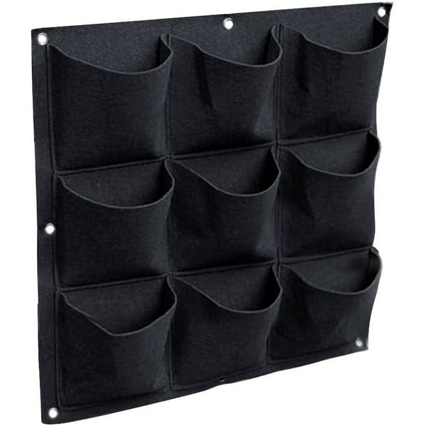 Vientiane Bolsas para plantar colgantes montadas en la pared, maceta vertical de cultivo verde con 9 bolsillos para balcón y patio, pared verde, pared del hogar, balcón, jardín (negro)