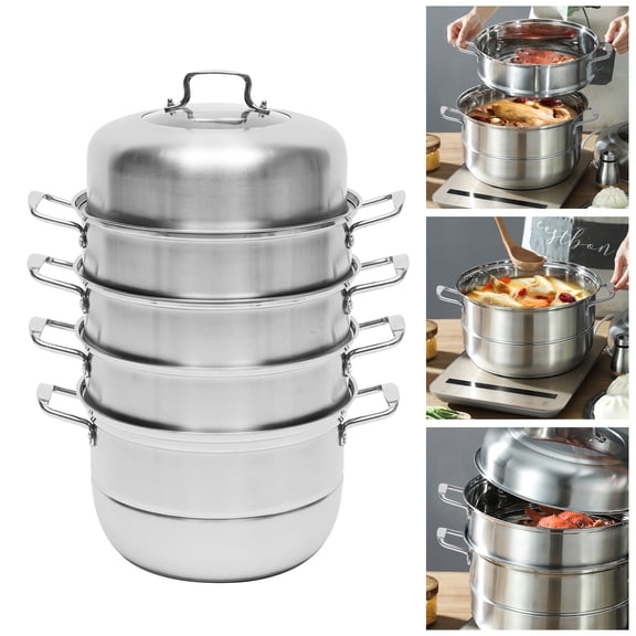 DENEST 32.5cm 5 Tier Stainless Steel Steam Cooker Steamer Pan Cook Pot Set kitchen
