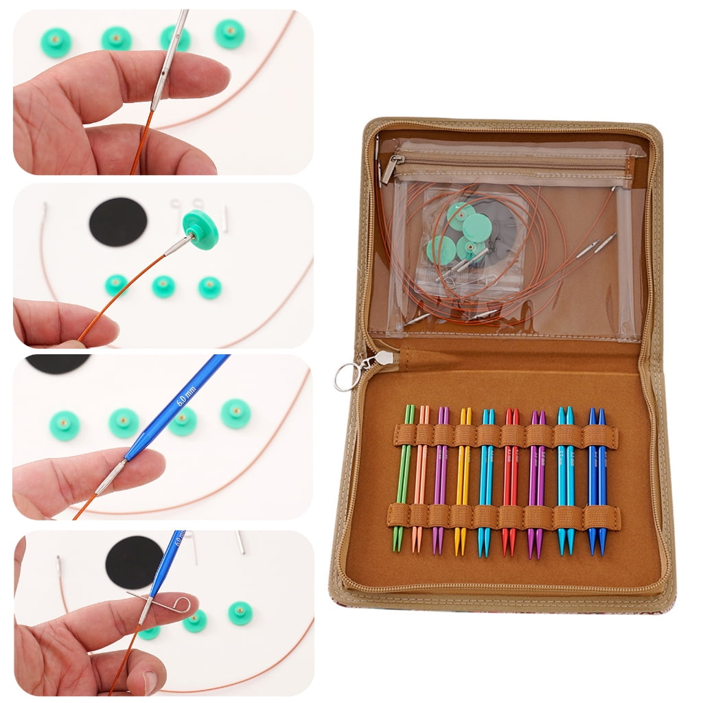 BQBQERT 9Pairs Interchangeable Circular Knitting Needle Set 3.0mm-6.0mm Aluminum Knitting Needle Set for Knitting Sweater Sock
