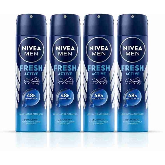Nivea Men Fresh Active Deodorant Spray Pack Of 4 150ml